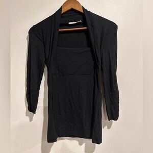 DYNAMITE Vintage Y2K Black 3/4 Length Faux Shrug Top Size L